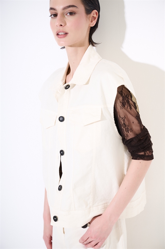 GILET IN GABARDINA CON TASCHE