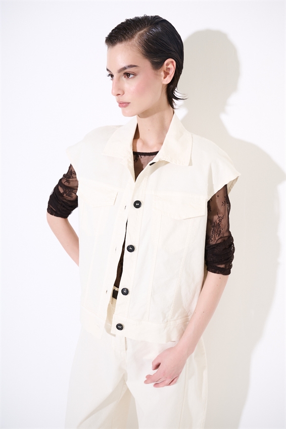 GILET IN GABARDINA CON TASCHE