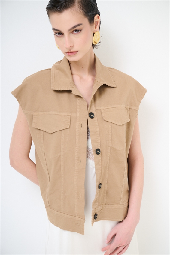 GILET IN GABARDINA CON TASCHE