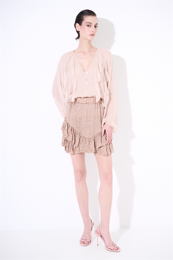 MINIGONNA ABALZE IN RASO STAMPATO + FODERA