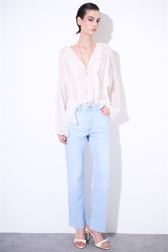 JEANS FLARE CROP TAGLIO VIVO STONE BLEACH
