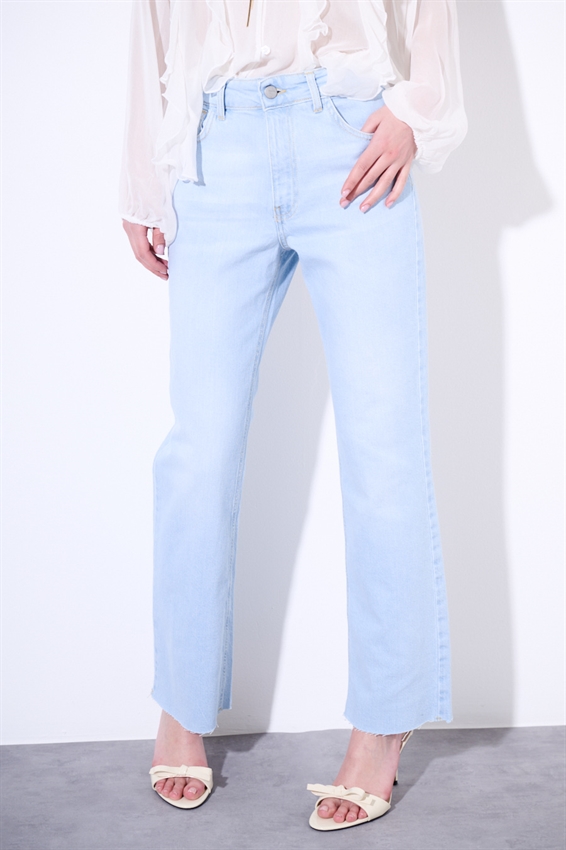 JEANS FLARE CROP TAGLIO VIVO STONE BLEACH BLU CHIARO