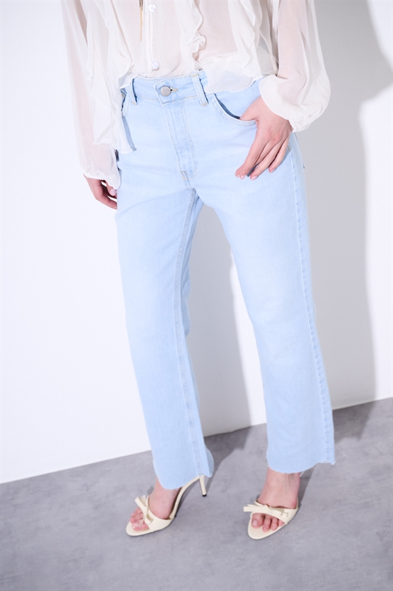 JEANS FLARE CROP TAGLIO VIVO STONE BLEACH BLU CHIARO