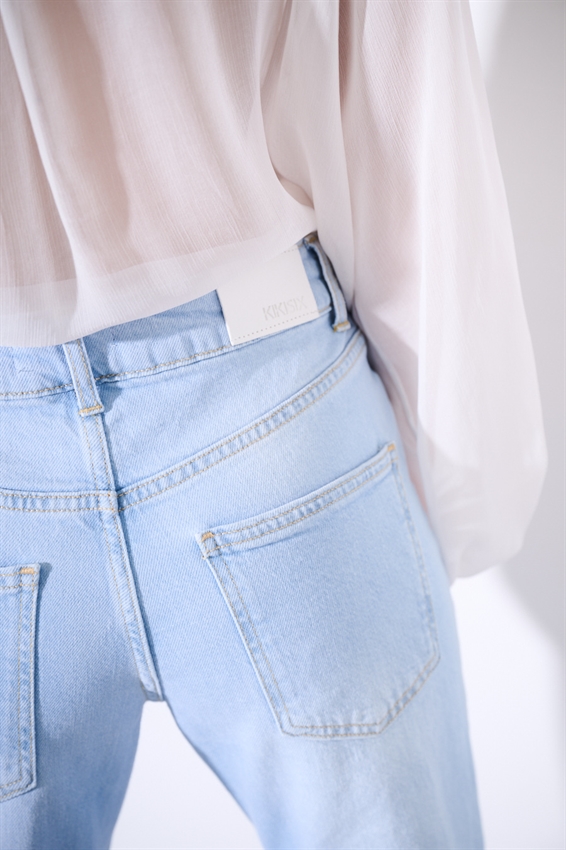 JEANS FLARE CROP TAGLIO VIVO STONE BLEACH BLU CHIARO