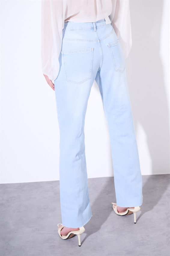 JEANS FLARE CROP TAGLIO VIVO STONE BLEACH BLU CHIARO
