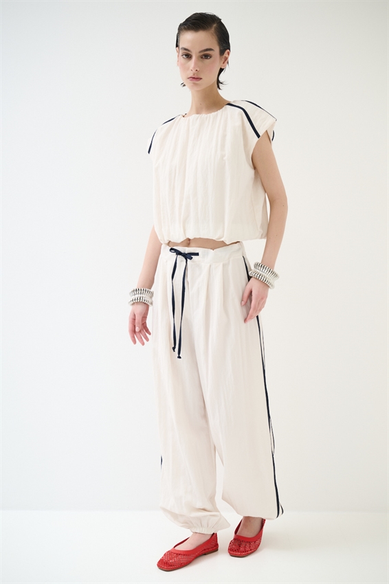 PANTALONE DRITTO CON BANDA A CONTRASTO