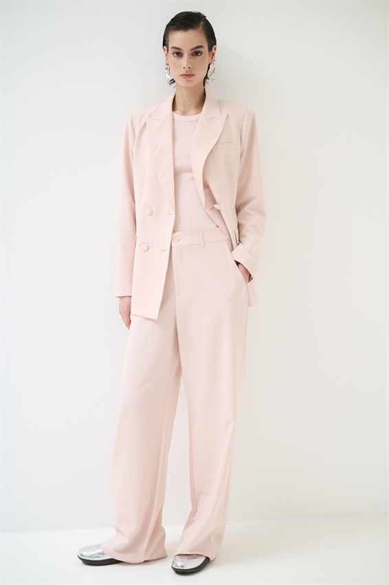 PANTALONE A GAMBA LARGA CON VITA ELASTICIZZATA SUL RETRO