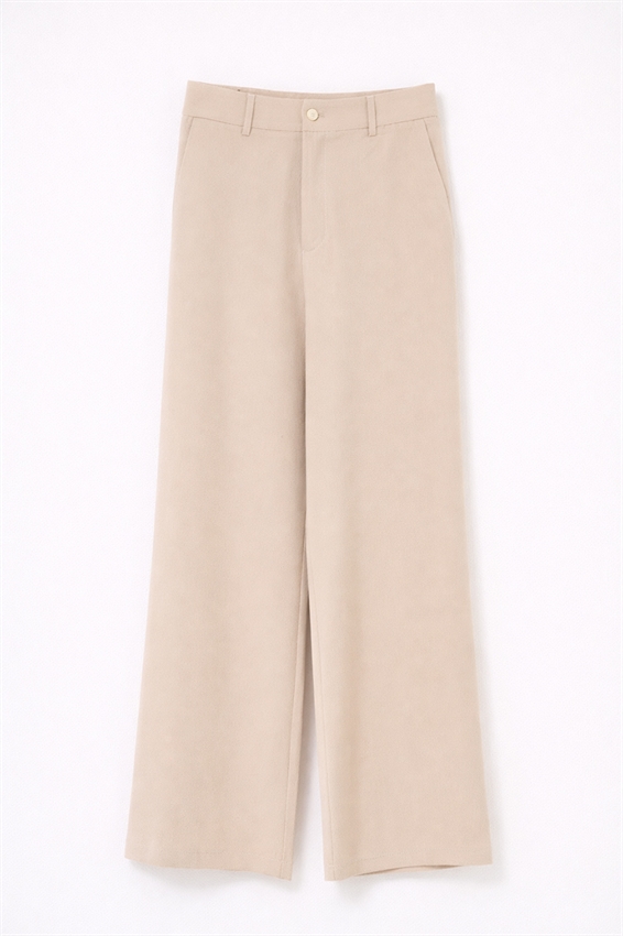 PANTALONE A GAMBA LARGA CON VITA ELASTICIZZATA SUL RETRO KHAKI
