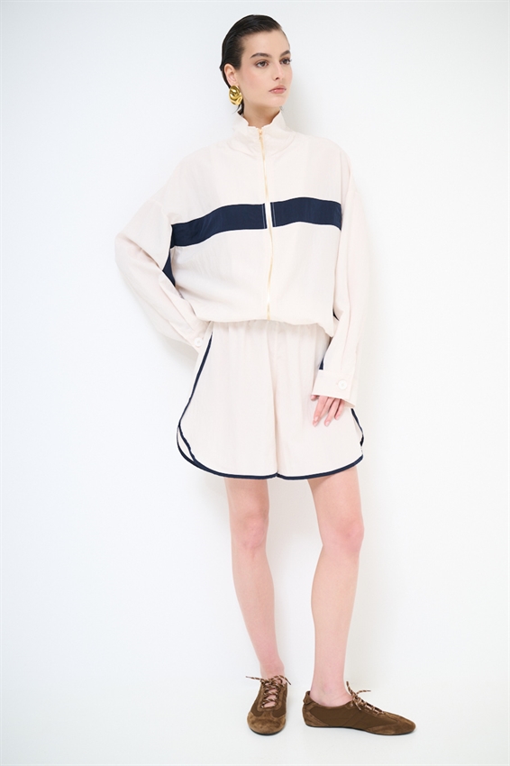 SHORTS BOXER CON BORDO A CONTRASTO PANNA