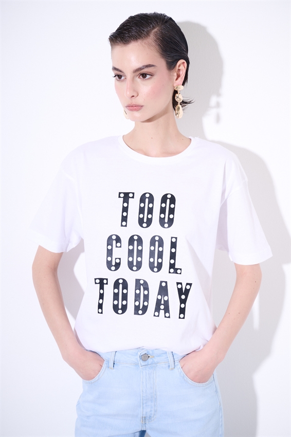 T-SHIRT OVER CON STAMPA TOO COOL TODAY + BORCHIE