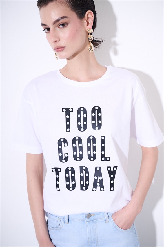 T-SHIRT OVER CON STAMPA TOO COOL TODAY + BORCHIE