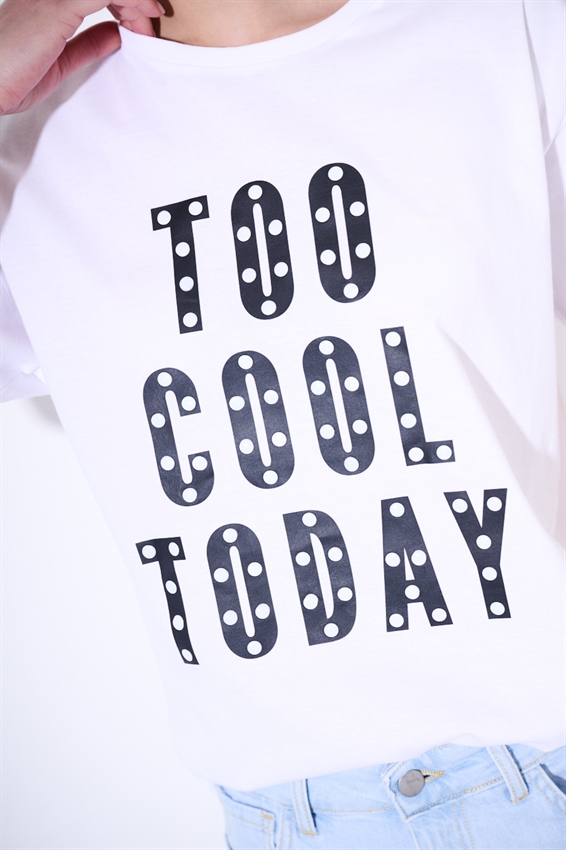 T-SHIRT OVER CON STAMPA TOO COOL TODAY + BORCHIE BIANCO