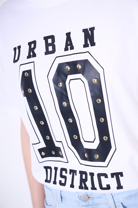 T-SHIRT OVER CON STAMPA 10 + BORCHIE