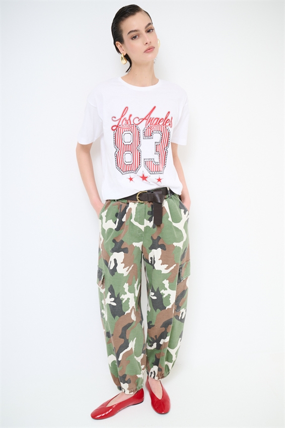 T-SHIRT OVER CON STAMPA 83 + BORCHIE BIANCO