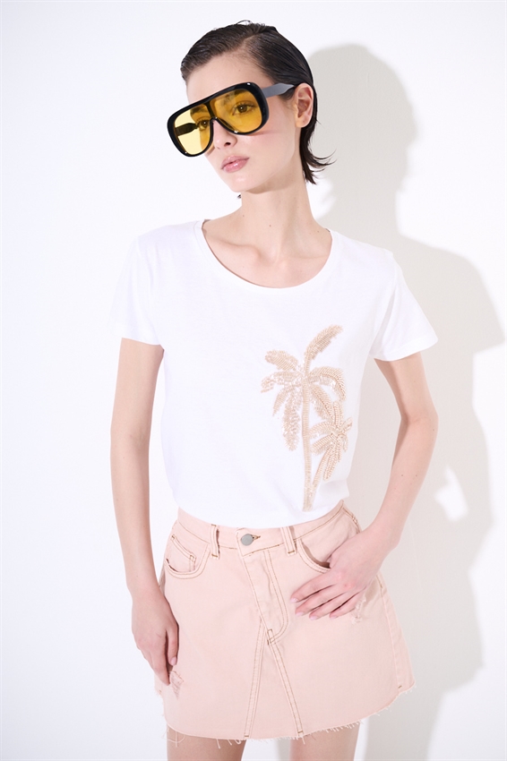 T-SHIRT BASIC CON APPLICAZIONE PALME