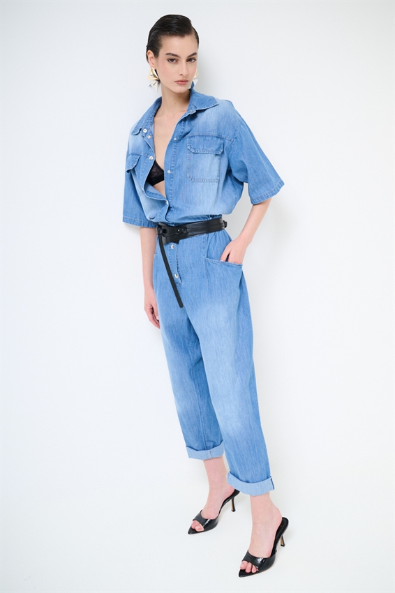 TUTA INTERA IN DENIM CON EFFETTO SABBIATO BLU CHIARO