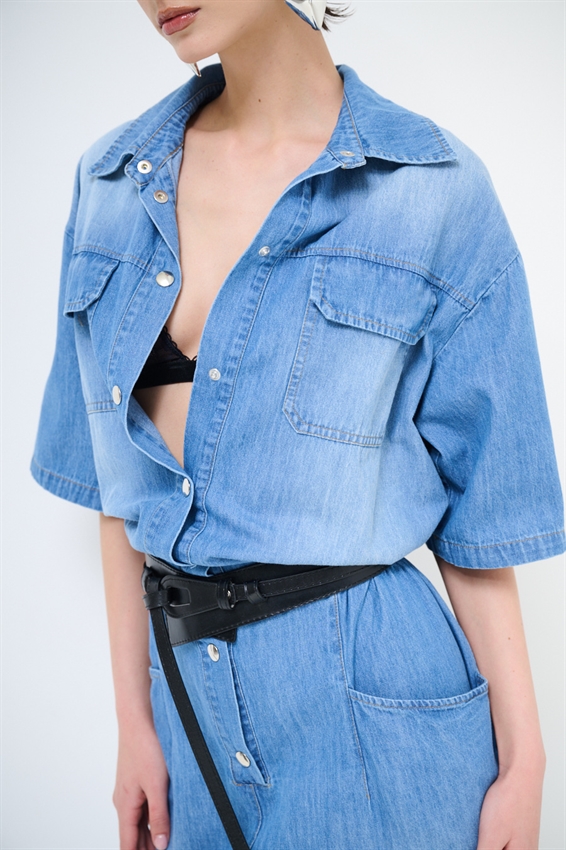 TUTA INTERA IN DENIM CON EFFETTO SABBIATO BLU CHIARO