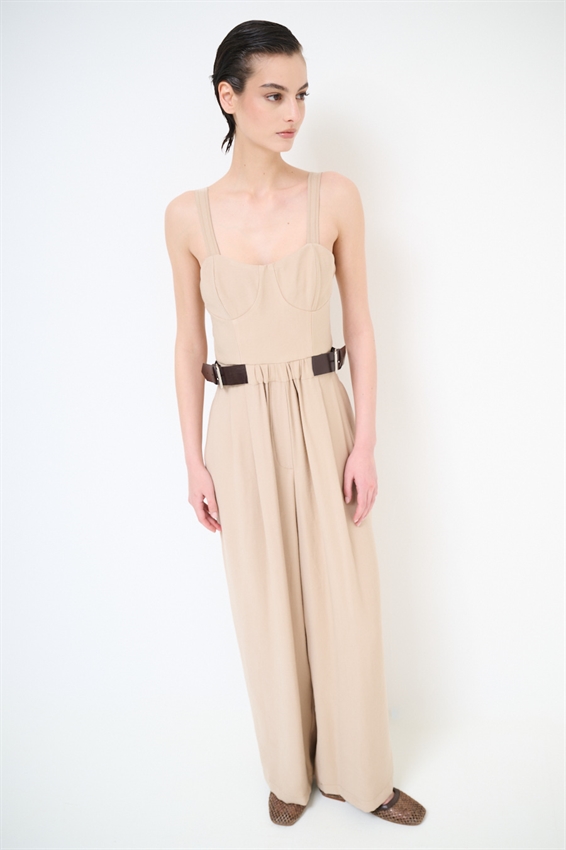 TUTA A PALAZZO CON FIBBIE CAMMELLO