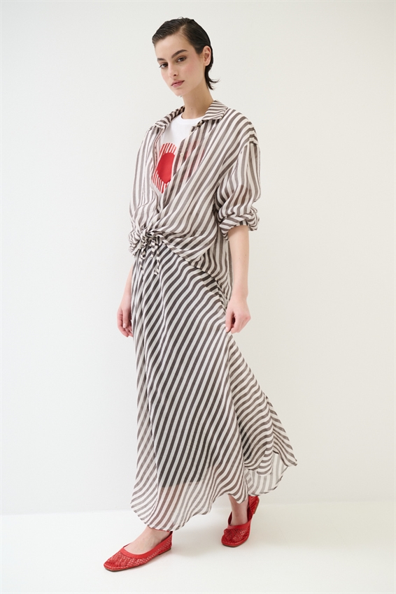 GONNA A SBIECO A RIGHE NERO/BURRO