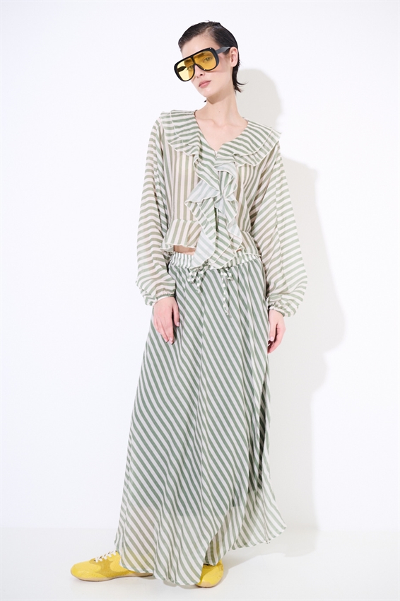 GONNA A SBIECO A RIGHE MILITARE/PANNA