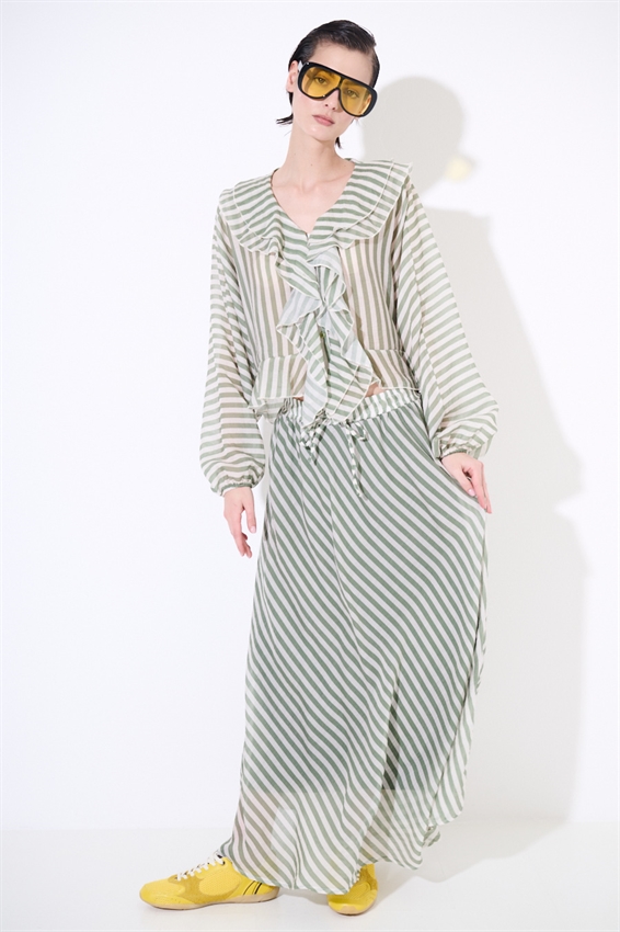 GONNA A SBIECO A RIGHE MILITARE/PANNA