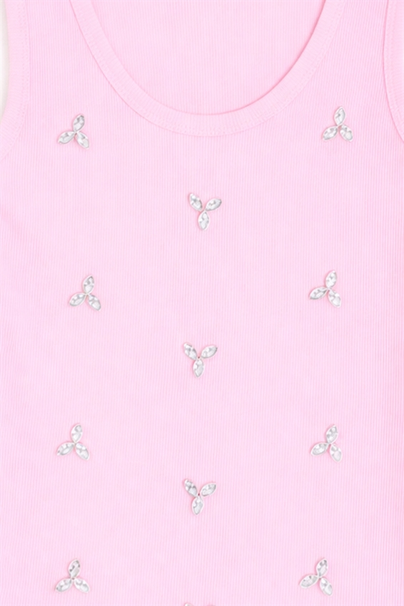 CANOTTA A COSTINE CON CASTONI ROSA