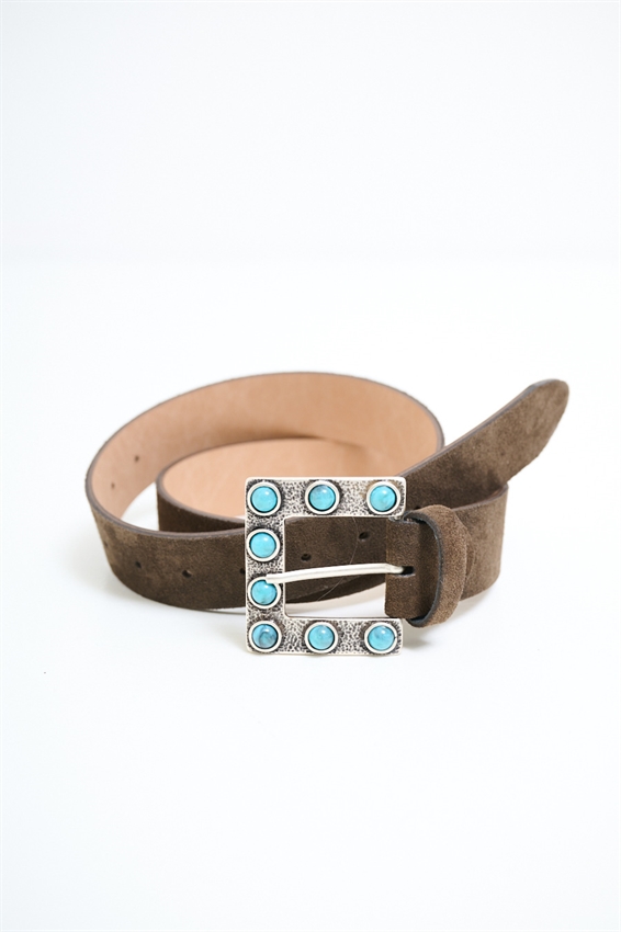 CINTURA SUEDE CON FIBBIA TONDI SMERALDO