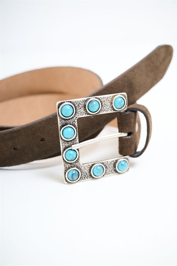 CINTURA SUEDE CON FIBBIA TONDI SMERALDO