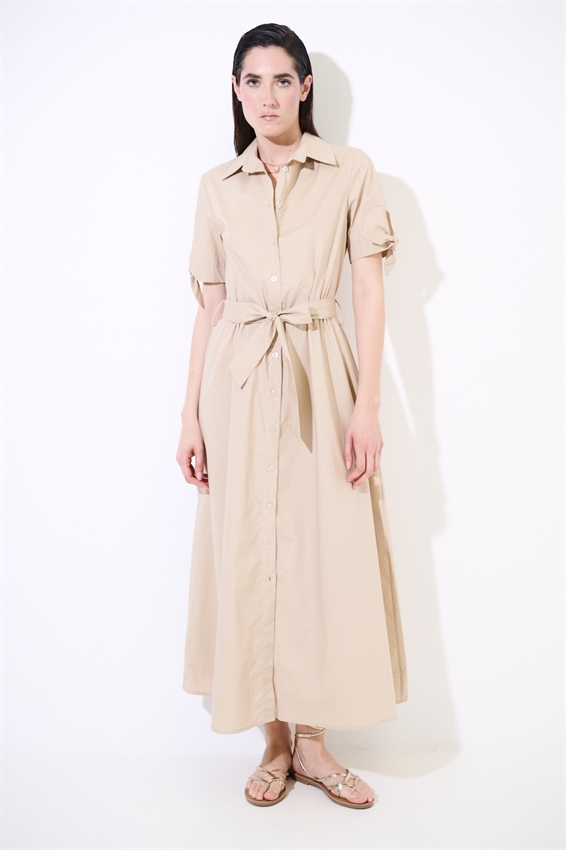 ABITO CHEMISIER CON FIOCCO SU MANICA BEIGE