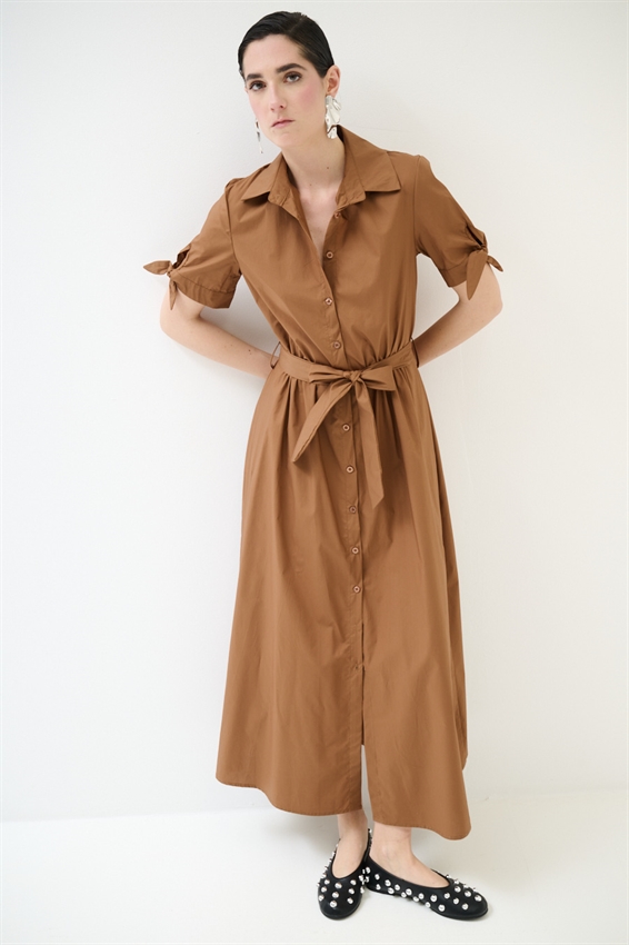 ABITO CHEMISIER CON FIOCCO SU MANICA BISCOTTO