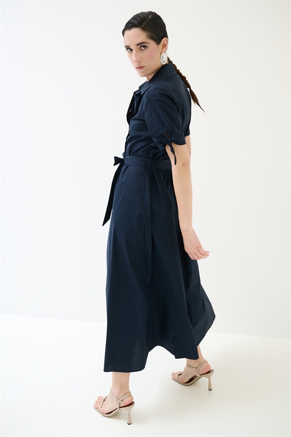 ABITO CHEMISIER CON FIOCCO SU MANICA BLU