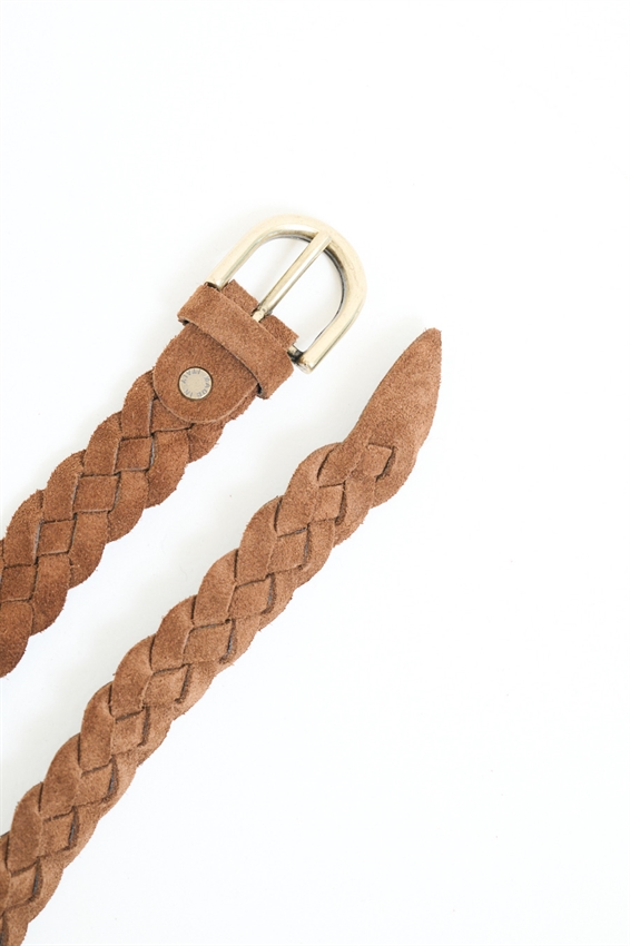 CINTURA SUEDE INTRECCIATA TABACCO