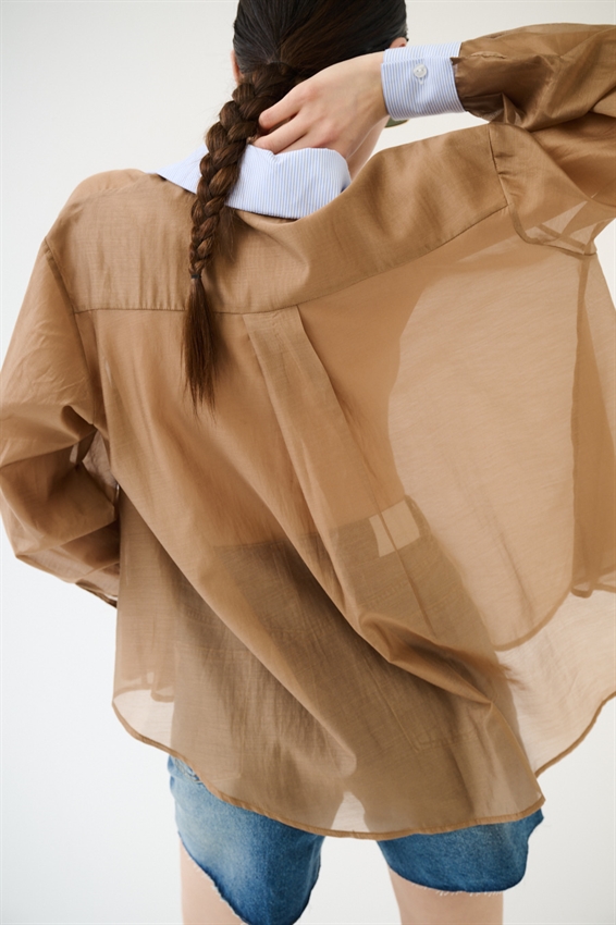 CAMICIA LYOCELL CON COLLETTO RIGATO