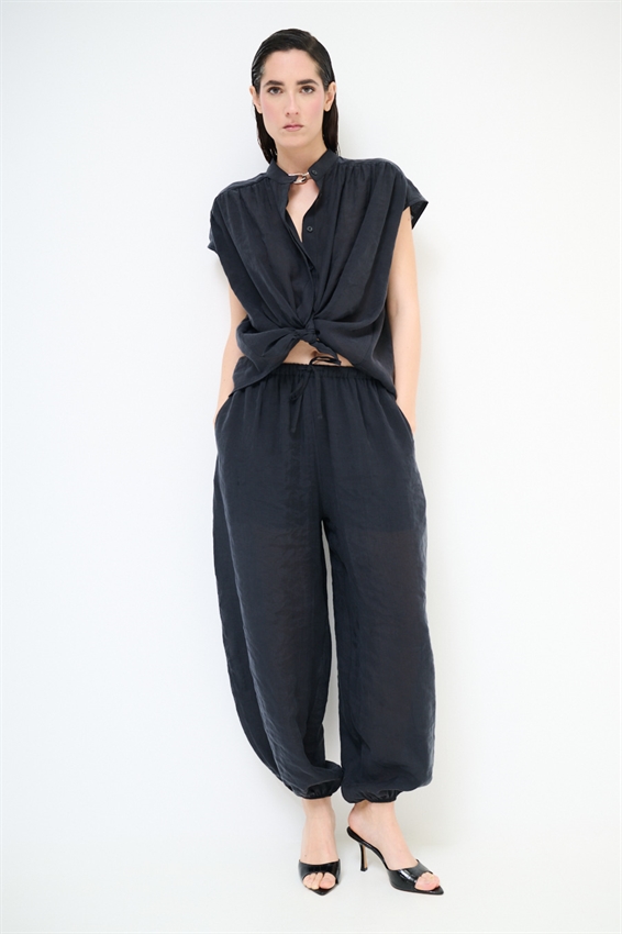 CAMICIA COREANA SMANICATA ANNODATA NERO