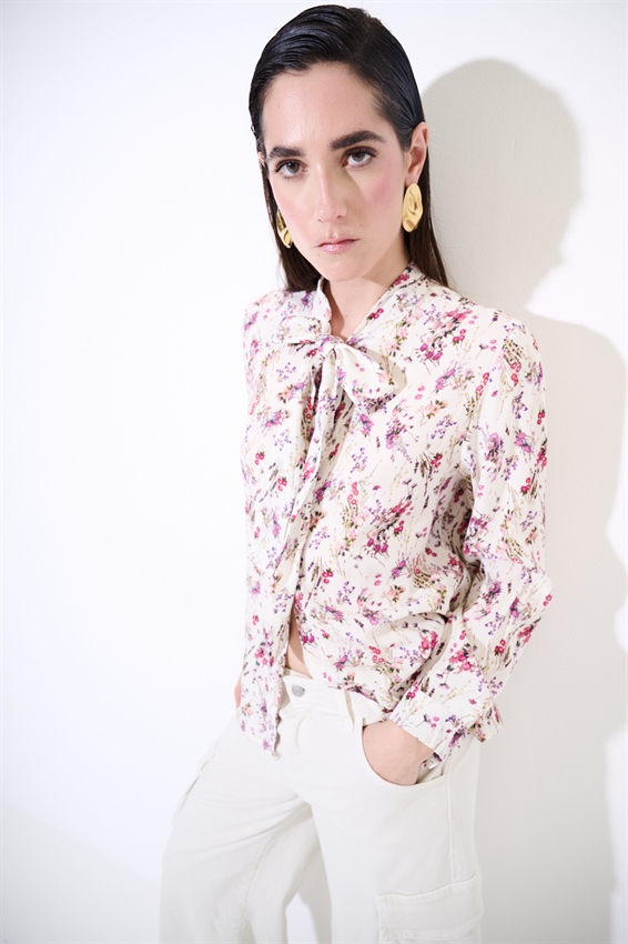 CAMICIA BASIC CON FIOCCO A FANTASIA