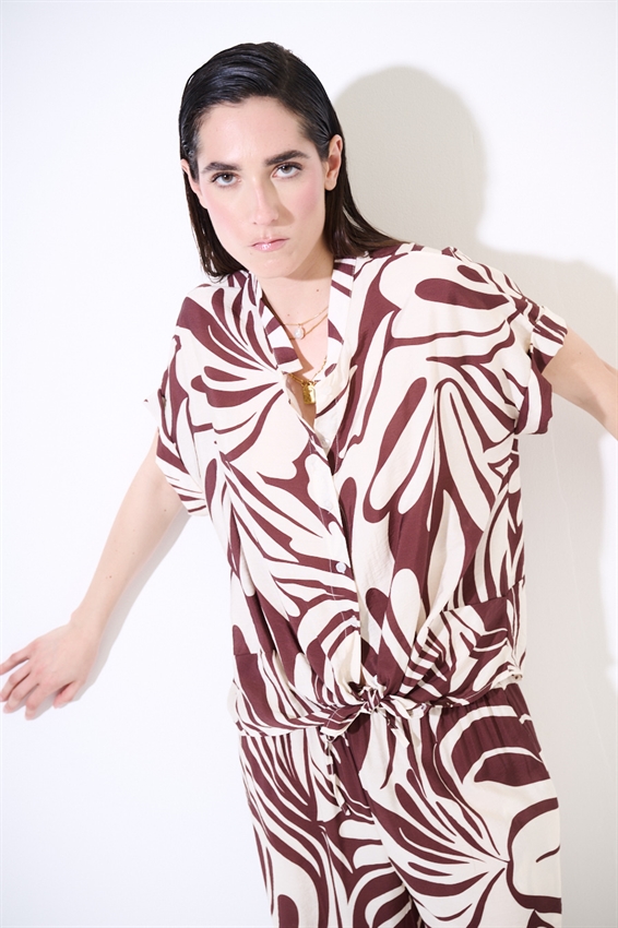 CAMICIA OVER CON NODO A FANTASIA MORO