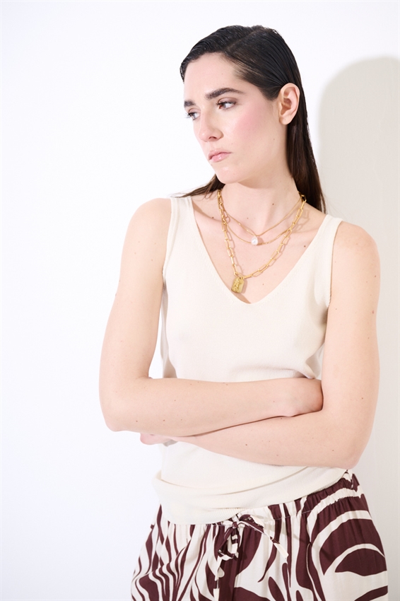 CANOTTA DOPPIO V IN VISCOSA BURRO