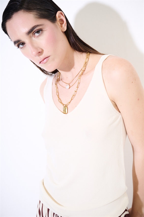 CANOTTA DOPPIO V IN VISCOSA BURRO