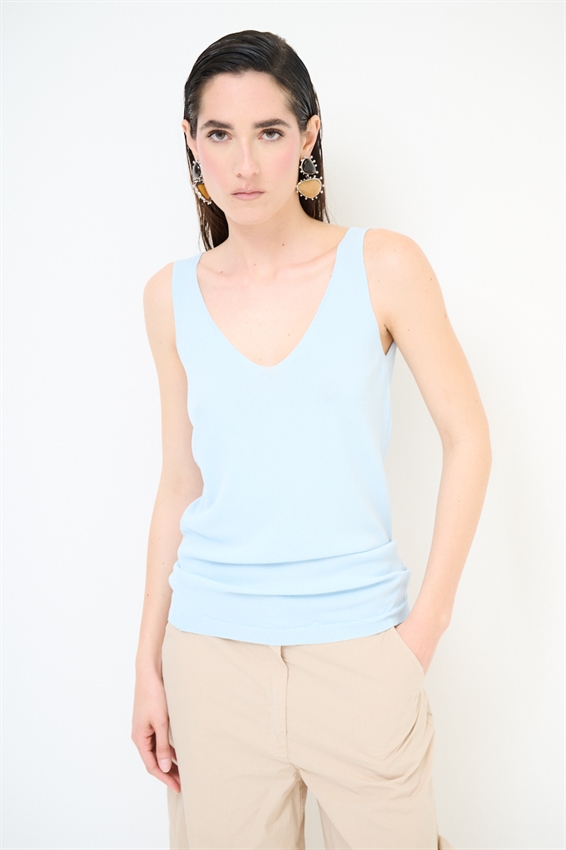 CANOTTA DOPPIO V IN VISCOSA CELESTE