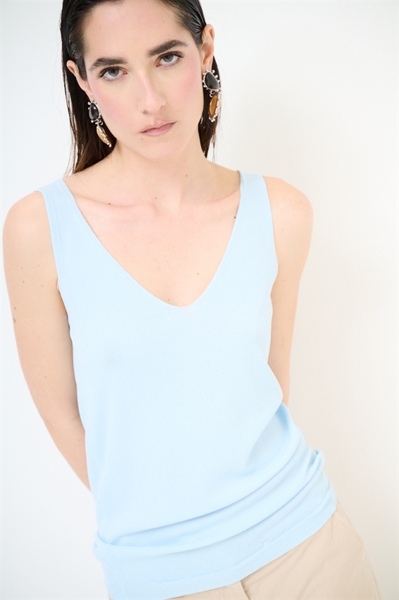 CANOTTA DOPPIO V IN VISCOSA CELESTE