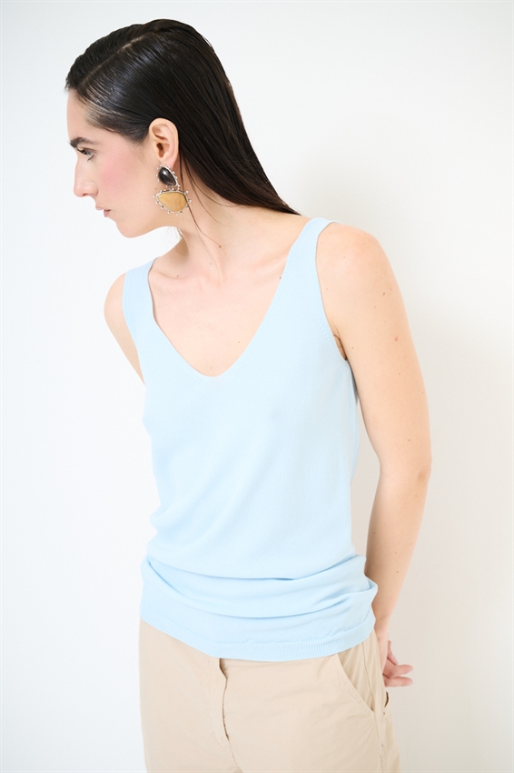 CANOTTA DOPPIO V IN VISCOSA CELESTE