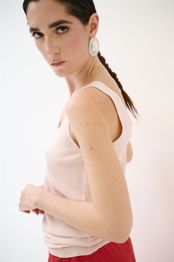 CANOTTA DOPPIO V IN VISCOSA ROSA