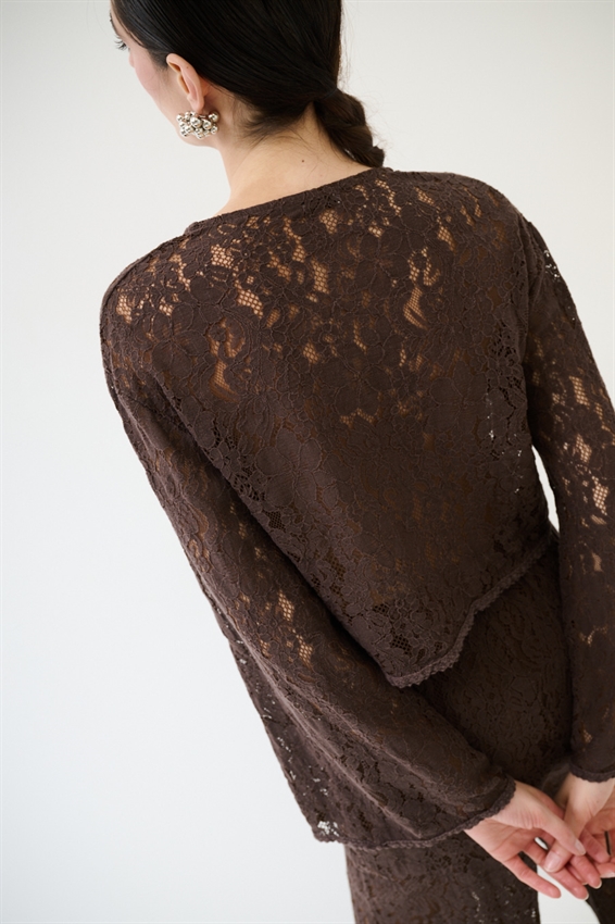 BLUSA CON LACCINI IN PIZZO MORO