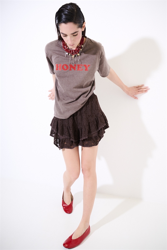 MINIGONNA IN PIZZO CON DOPPIA BALZA