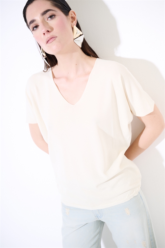 MAGLIA SCOLLO V INTEGRALE BURRO