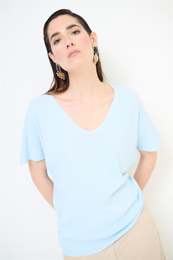 MAGLIA SCOLLO V INTEGRALE CELESTE