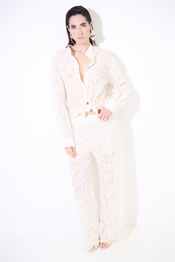 PANTALONE IN PIZZO CON FODERA MUSSOLA BURRO