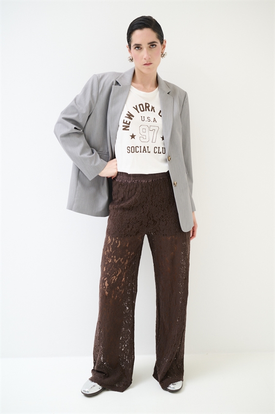 PANTALONE IN PIZZO CON FODERA MUSSOLA MORO