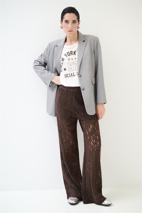 PANTALONE IN PIZZO CON FODERA MUSSOLA MORO