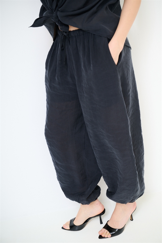 PANTALONE BALLOON CON FODERA IN COTONE NERO